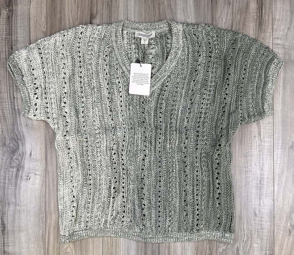 Coldwater Creek Marled Ombre Knit Sweater Olive Grove Multi Womens Small NEW